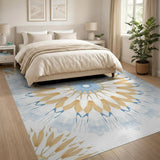 Blue Gold Mandala Geometric Area Rug