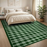 Green White Checkered Farmhouse Area Rug