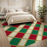Red Green Gold Plaid Check Area Rug