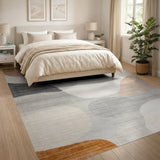 Abstract Neutral Shapes Area Rug with Orange Accents