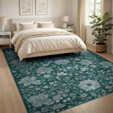 Emerald Floral Vintage Emerald Green Floral Vintage Area Rug