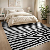 Bold Black White Zebra Stripe Geometric Modern Area Rug