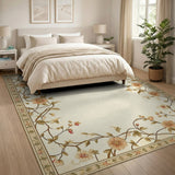 Elegant Peach Floral Vine Border Rug