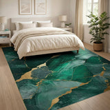 Emerald Green Gold Vein Abstract Abstract Area Area Rug
