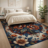 Vintage Poppy Floral Area Rug