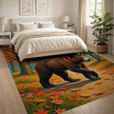 Autumn Grizzly Bear Forest Path Rug