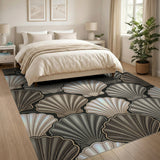 Grey Seashell Coastal Beach Rug
