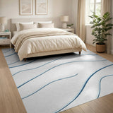 Abstract Blue Wavy Lines Area Rug