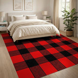 Red Rustic Farmhouse Classic Red Black Buffalo Plaid Area Rug