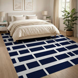 Grid Bold Black White Geometric Grid Area Rug