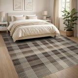 Brown Tan Plaid Woven Brown and Tan Area Rug