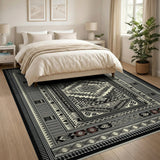 Black and White Geometric Black White Geometric Southwestern Area Rug