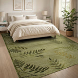 Green Sage Green Fern Leaf Area Rug