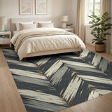 Distressed Grey Chevron Zigzag Rug