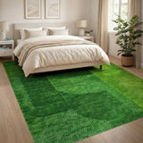 Vibrant Green Geometric Shag Area Rug
