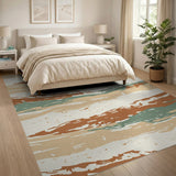 ODIKA Modern Abstract Earth Tone Washable Area Rug - Low Pile Non-Slip Rug for Living Room