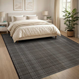 Geometric Modern Black and White Black White Plaid Woven Area Rug