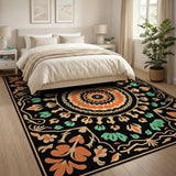 Traditional Persian Teal Orange Persian Medallion Area Rug