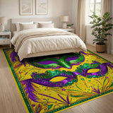 Mardi Gras Masks and Feathers Area Rug
