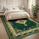 Traditional Persian Green Persian Floral Medallion Area Rug