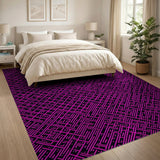 Pink Vibrant Pink Maze Geometric Area Rug