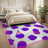 Purple Whimsical Clover Bell Abstract Rug