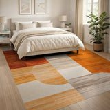 Bold Orange Geometric Abstract Area Rug