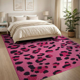 Pink Hot Pink Leopard Print Tufted Area Rug