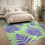 Purple Fern Leaf Pattern Area Rug