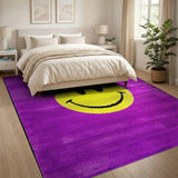 Purple Shag Rug with Giant Yellow Smiley Face