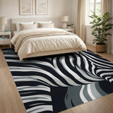 Abstract Zebra Stripes Black White Area Rug