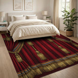 Red Gold Tassel Fringe Area Rug