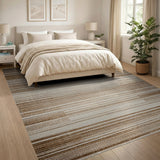 Brown and Tan Brown Tan Striped Geometric Area Rug