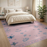 Blush Pink Bee Botanical Leaf Rug
