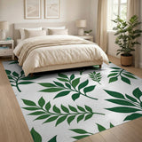 Floral Vintage Lush Green Leaves Pattern Area Rug