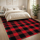 Buffalo Plaid Rustic Farmhouse Bold Red Black Buffalo Plaid Area Rug