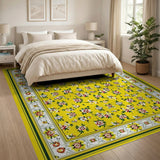 Vibrant Yellow Floral Vintage Area Rug