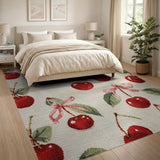 Red Fruit Pattern Cherry Fruit Pattern Area Rug