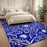Navy Blue Mandala Heart Area Rug