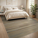 Striped Textured Brown Tan Woven Rug