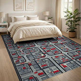 Stylized City Street Map Area Rug