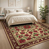 Red Red Floral Medallion Persian Area Rug