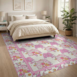 Pink Whimsical Pink Floral Area Rug