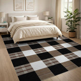 Black Tan Buffalo Check Plaid Area Rug