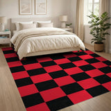 Red Bold Red Black Checkered Area Rug