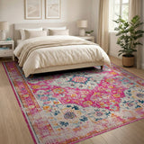 Distressed Vintage Pink Floral Distressed Vintage Area Rug