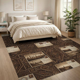 Vintage Postcard Brown Area Rug