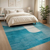 Teal Coral Abstract Curve Area Rug
