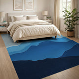Layered Blue Mountain Peaks Area Rug