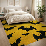 Vibrant Yellow Black Bats Area Rug